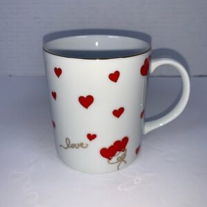 Vtg Lefton Red Hearts Love Coffee Tea 10 oz. Mug Signed Valentines 1986 (VC446)